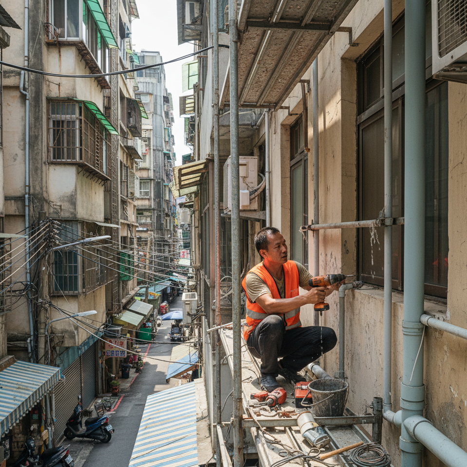 外牆配管固定示意圖